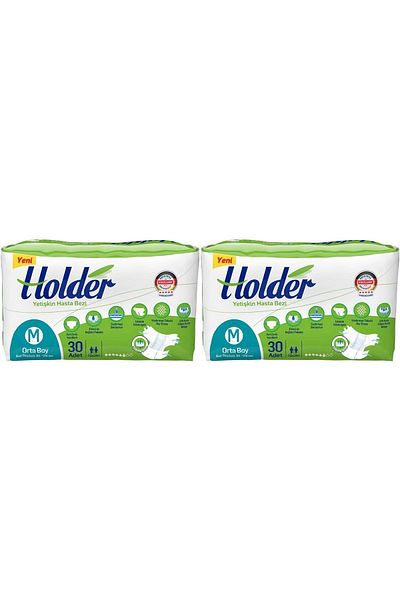 Holder Patient Diapers with Waistband Textile Surface Medium Medium 30 2 Pieces