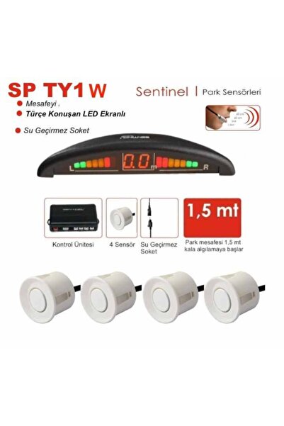 Sentinel Oto Park Sensörü Led Ekranlı Türkçe Ses Ikazlı Beyaz Renk 22 Mm