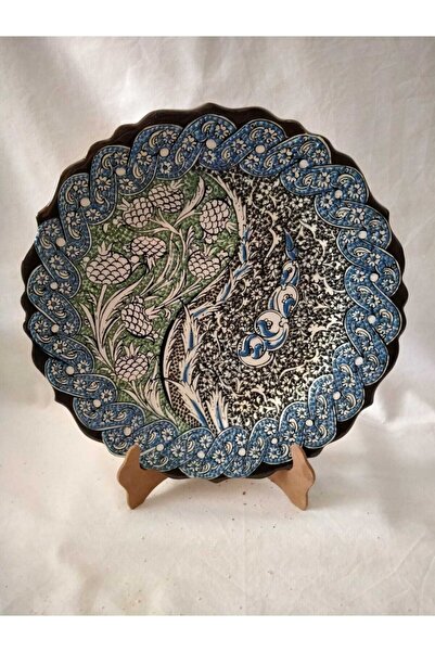 Sultan Çini Çini El Emeği Teşhip Sanatı Özel Tasarım Kabartma Desenli Tabak 30 cm