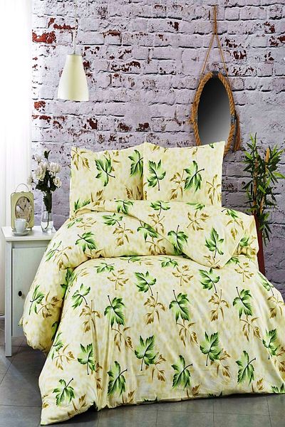 MAJESTE Toprak Ev Elegant 100% Cotton Leaf Patterned Double Duvet Cover Set-7285