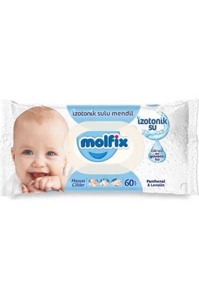 Molfix 60 Sheets Isotonic Water Wipes - Sensitive Skin, 6 Pieces