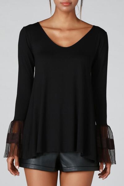 Quincey Tulle Detailed Tunic with Sleeves