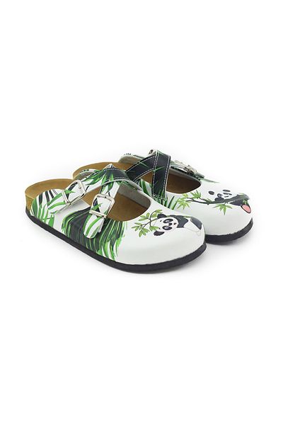 TERLİKSABO Panda Patterned Zigzag Sabo Slippers