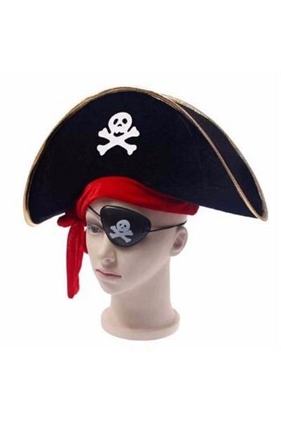 Minerva Captain Jack Kids Hat and Eye Patch Set
