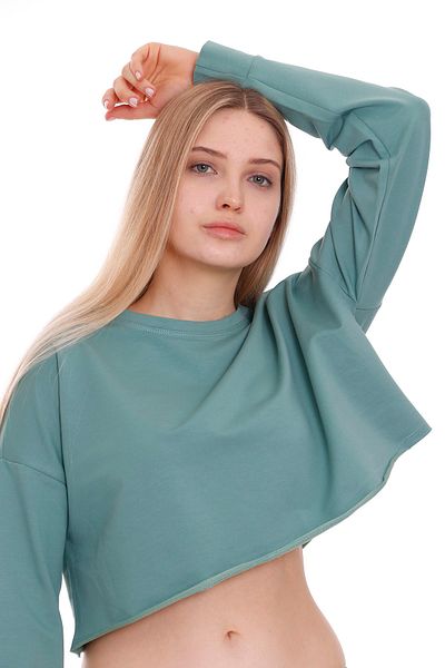 DISENTIS MODEST Water Green Women's Crop Sweatshirt