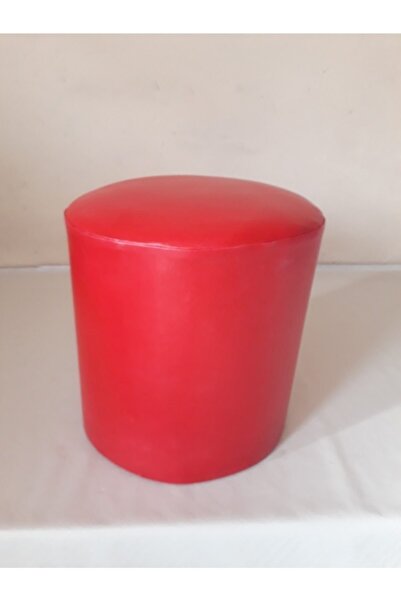 ne-sil home furniture Yuvarlak Deri Puf Kırmızı Renk