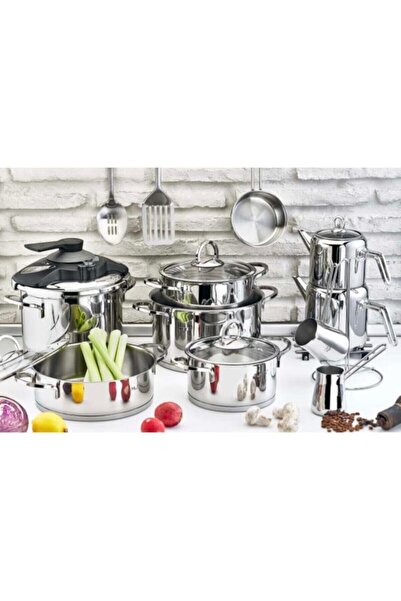 OMS Collection 18 Parça Silindir Ezme Çelik Kulp Sade