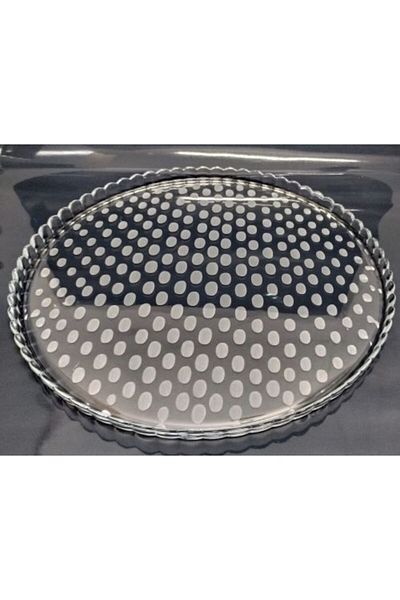 DECOCIA Round Glass Cake and Presentation Tray with Hotpoint Pattern