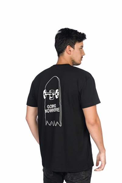 Unisex Siyah Skateboard T-shirt