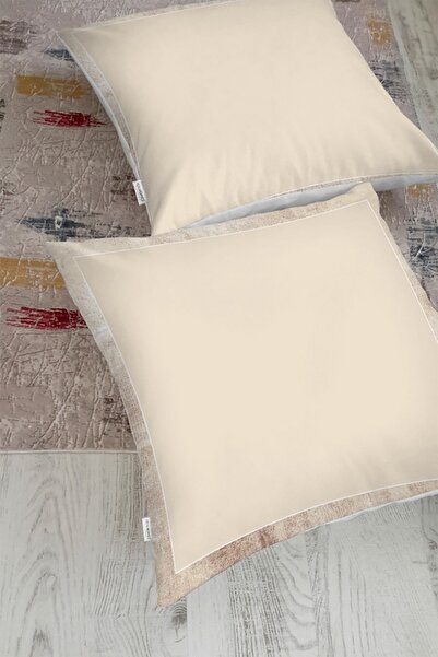 Realhomes Krem Rengi Özel Tasarım Dijital Baskılı Yer Minderi