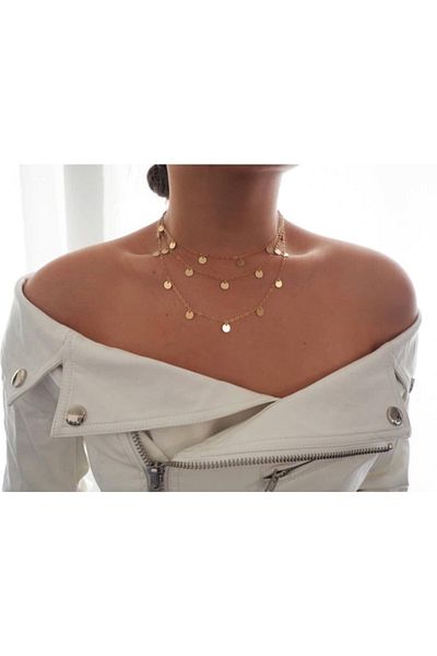 pop up store Triple Chain Money Detail Necklace