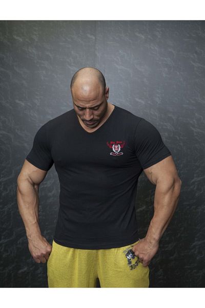 Big Sam تي شيرت أسود بقصة ضيقة 2545