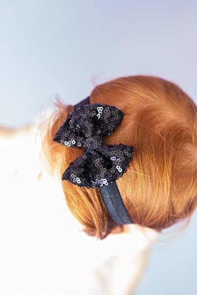 PixyLove Girl's Black Bandana Mini Bow - Spangle