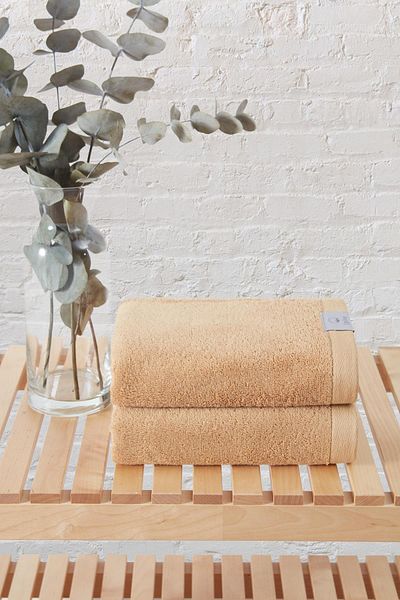 Upline Mauro 100% Organic Cotton Honey Color 2-Piece Hand / Face Towel (50X90)