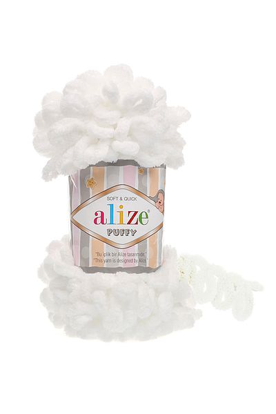 Alize Puffy - 100% Micropolyester / 100 gr - 9 M - Κωδικός χρώματος: 55 Λευκό
