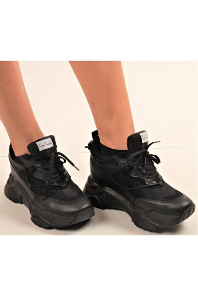 Pierre Cardin حذاء بيير كاردين أبيض أسود بكعب مخفي داخلي (Pc-30192)