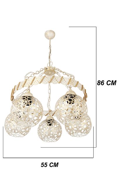 VENON 5-Piece Metal Cream Yellow Patina Güven Chandelier Tuğsem - 0051583