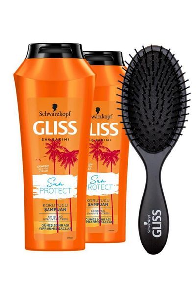 Gliss Sun Protect 500ml x 2 Shampoo + Hair Brush Set