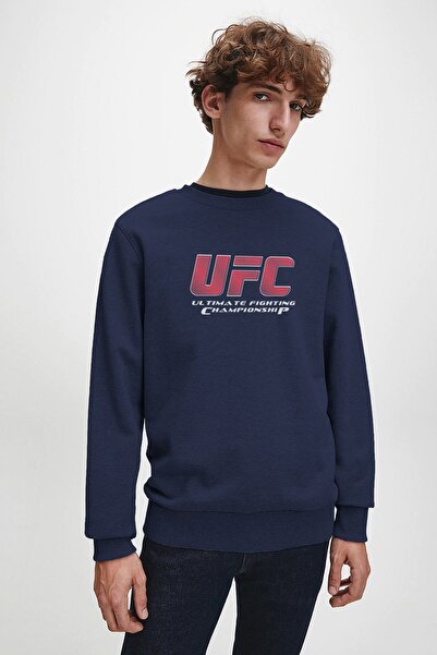 QIVI Ufc Ultimate Fighting Championship Logo Printed Indigo Blue Navy Blue Me...