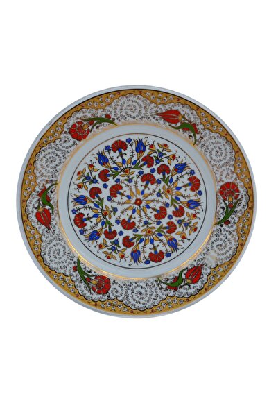 Armada Çini Armada Cini Prt 43 25 Cm Sarı Altın Yaldızlı Lale Karanfil Desenl...