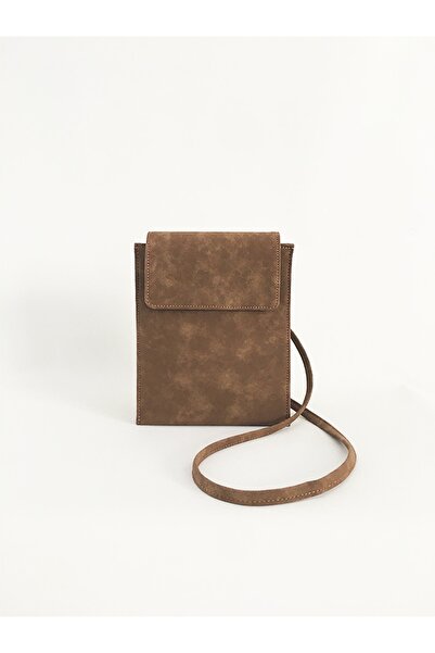 HEYBE'S Kadın Süet Kapaklı Telefon Omuz Çantası