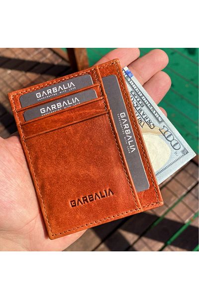 Garbalia Χαρτοφυλάκιο 100% χειροποίητο Crazy Leather Tabaunisex Slim Coin