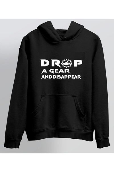 venüsdijital Drop A Gear And Disappear 1 Printed Black Hooded Sweat