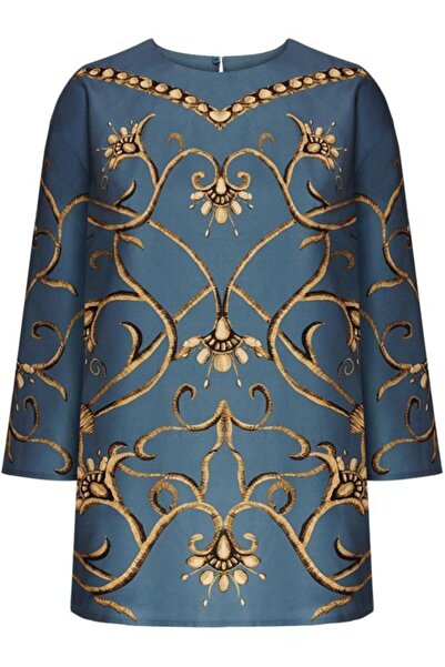 Faberlic Blue Ampire Patterned Blouse Size 38