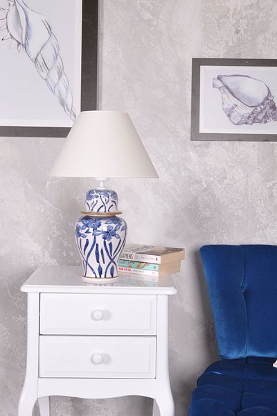 Qdec Bleu Blanc Shah Vase Lampshade Floral Gilt White
