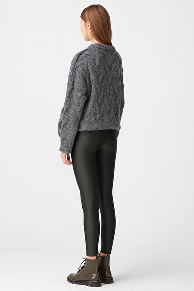 Dilvin Γυαλιστερό Γυναικείο Αθλητικό Καλσόν 4001 - Χακί