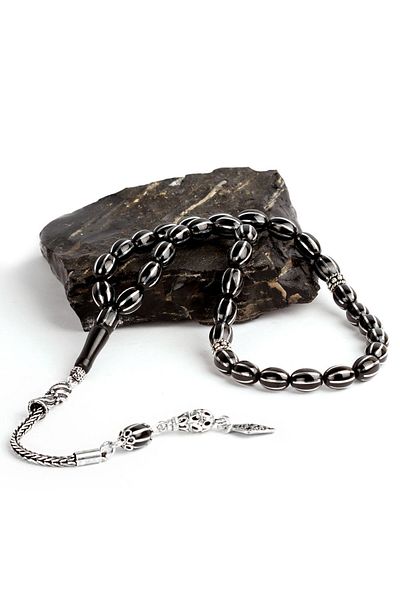 TESBİHCİBABA Watermelon Slice Embroidered Oltu Stone Rosary