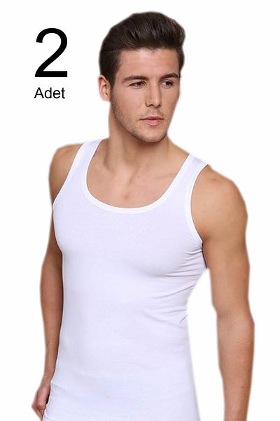 Berrak Men's White 2 Pack Lycra Tank Top Elf568Ber10302