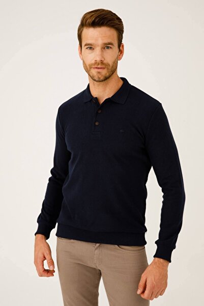 İgs Чоловічий синій стандартний поло з коміром