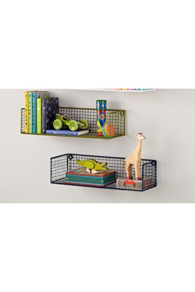 GO DEKOR Metal 2li Set Rüstik Çalışma Odası, Banyo Ve Mutfak Tel Duvar Rafı - Siyah