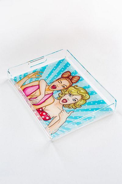 Queen Bee İstanbul Pop Art3 Patterned Plexiglass Tray 40cm X 30cm