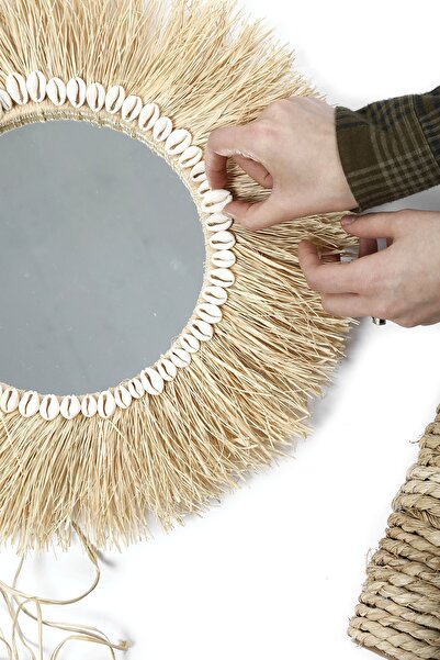 Maison Avf Deniz Kabuklu Rafya Ayna M011