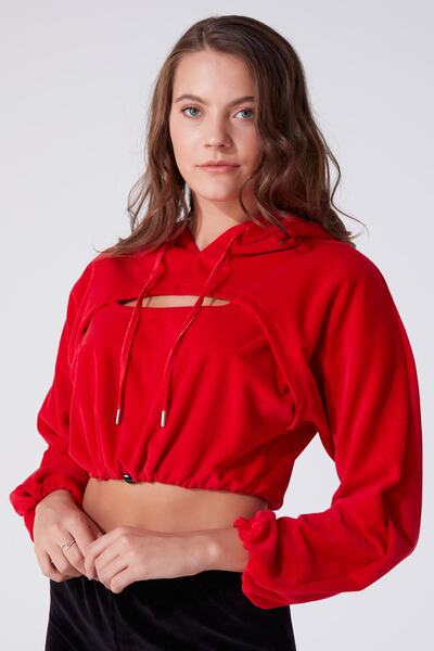 BERFUĞ KIRAN Göğüs Detaylı Kapüşonlu Sweatshirt