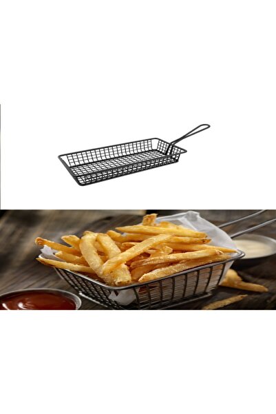 Altınbaşak Black Rectangular Food Presentation Basket - Small