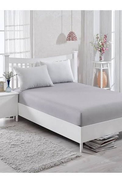 Meradiso Light Gray Combed Cotton Elastic Sheet Double (No Pillow)