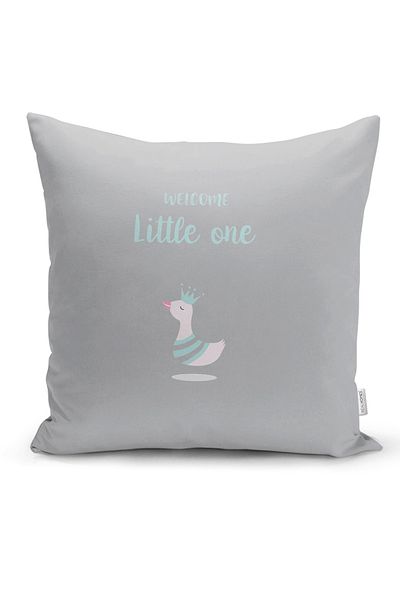 Realhomes Față de pernă pentru copii cu design lebădă pentru baby shower cu dungi gri roz