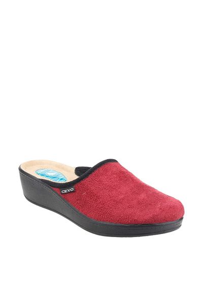 Ceyo 9932 Claret Red Women's House Slippers with Heel Spur Feature and Closed Front
