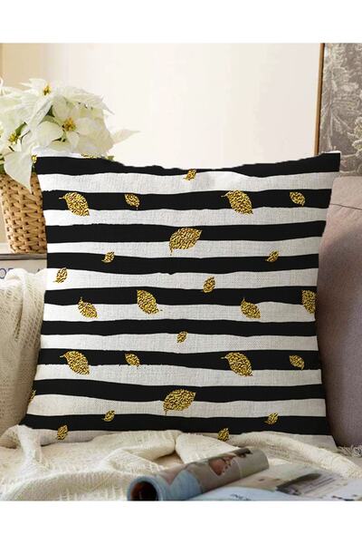 Realhomes غطاء وسادة محبوك بتصميم ورقة ذهبية مطبوع رقميًا على الوجهين باللوني...