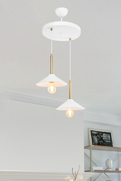 Gloria Olivera 2-Piece White Circle Pendant Lamp Set