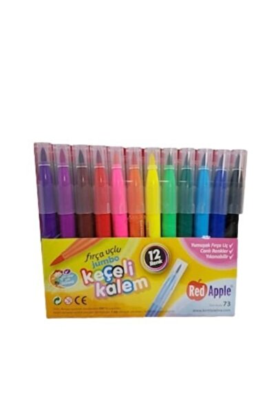 Red Apple Jumbo Fırça Uçlu Keçeli Kalem 12'li