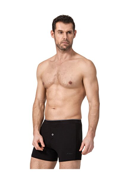 Sedef Yıldızı Ανδρικά μαύρα βαμβακερά μποξεράκια 6 τεμαχίων Sedef Lycra