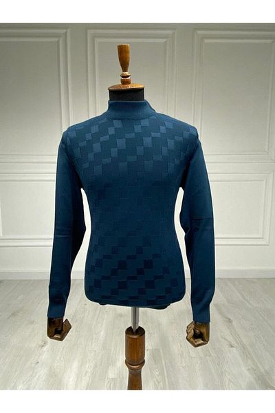 CCS Sarar Men's Petrol Green Half Turtleneck Sweater