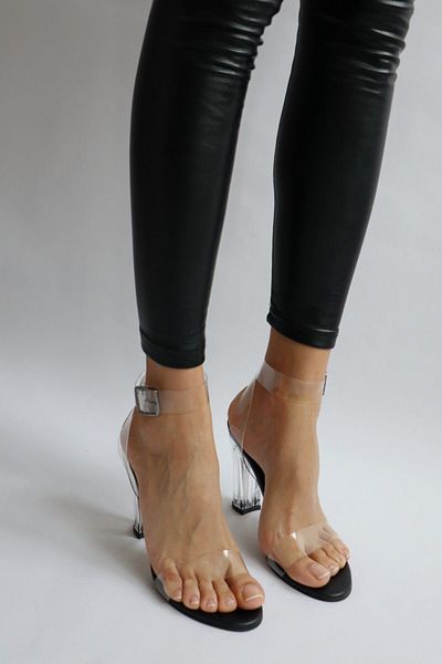 Ömer Ediz Shoes Sandale de damă negre transparente