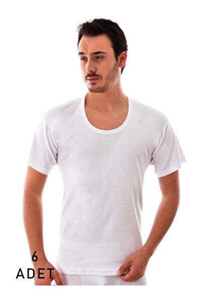 Tutku Pack of 6 White Men's Half Sleeve Undershirt