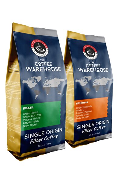 The Coffee Warehouse Avantaj Paket 1 Kg Brezilya 500g + Etiyopya 500g Filtre ...