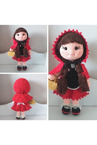 OYUNCAKPARK Kırmızı Başlıklı Kız Bebek Amigurumi Organik Oyuncak